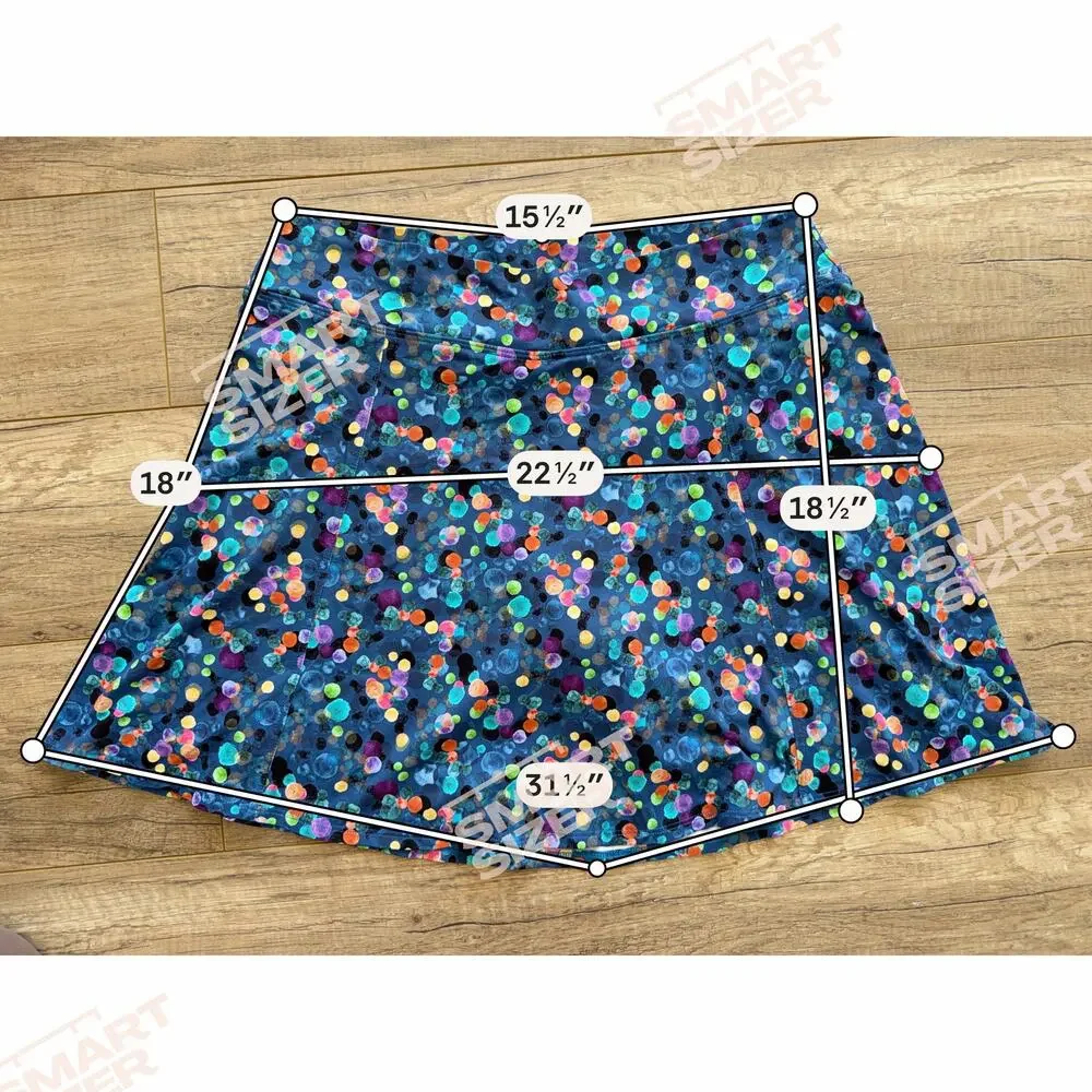 Donajo‎ Pleated Colorful Print Skort XL Long Skirt Tennis Pickleball Womens Blue